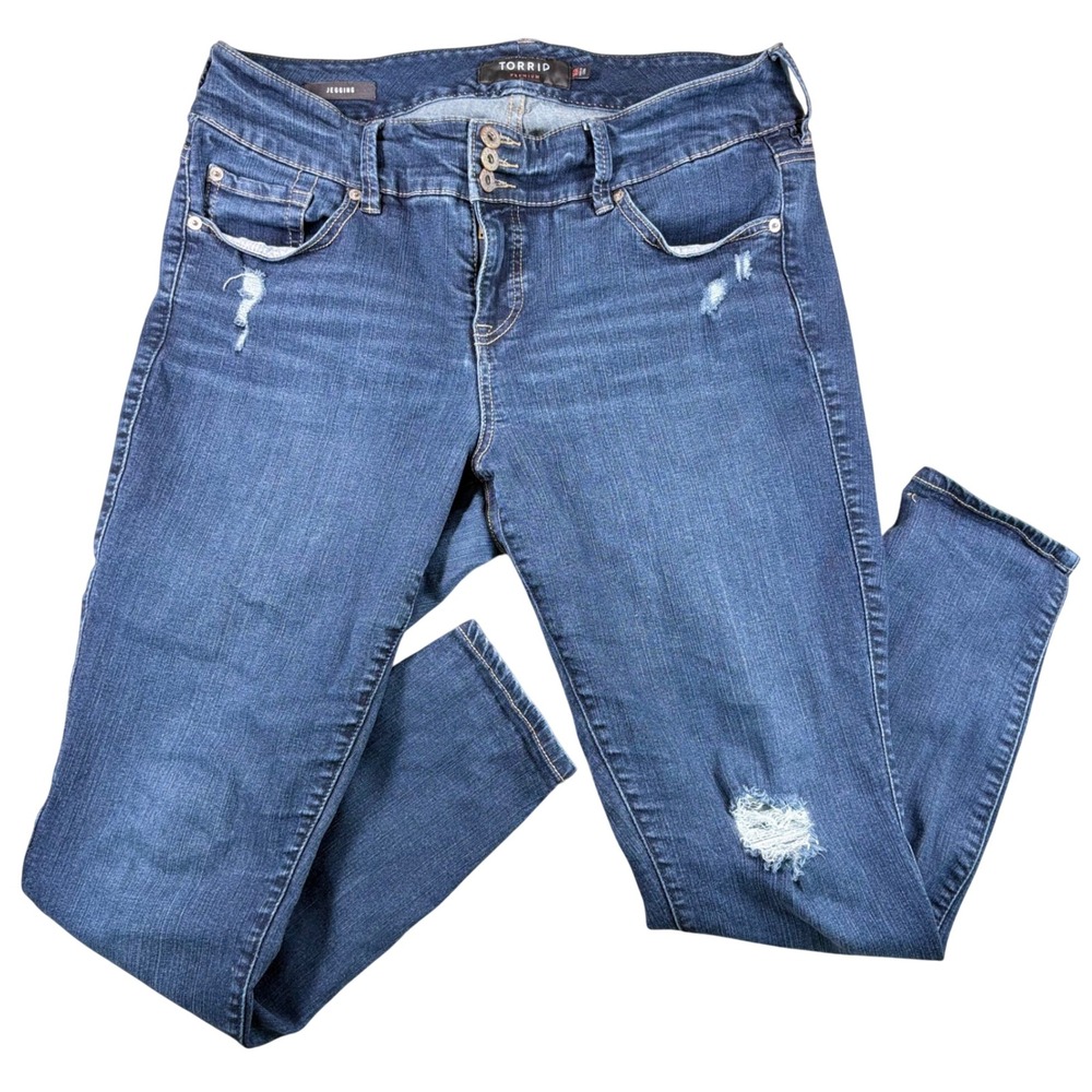 Torrid Jegging Women 16R Distressed Dark Wash Blue Denim Skinny Jeans